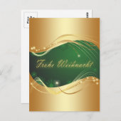 Goldenes Weihnachtsmotiv mit grünem Hintergrund Postkarte (Vorne/Hinten)