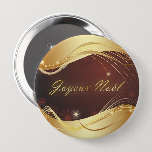 Goldenes Weihnachtsmotiv mit rotem Hintergrund... Button (Vorne & Hinten)