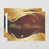 Goldenes Weihnachtsmotiv mit rotem Hintergrund Feiertagskarte (Vorne/Hinten)