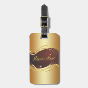 Goldenes Weihnachtsmotiv mit rotem Hintergrund... Gepäckanhänger