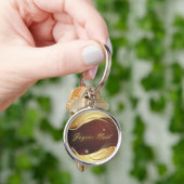 Goldenes Weihnachtsmotiv mit rotem Hintergrund... Schlüsselanhänger (Hand)