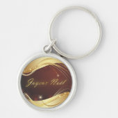 Goldenes Weihnachtsmotiv mit rotem Hintergrund... Schlüsselanhänger (Vorne)