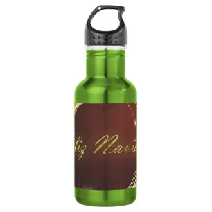 Goldenes Weihnachtsmotiv mit rotem Hintergrund... Trinkflasche