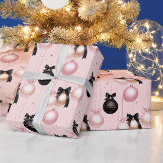 Goldenes Weihnachtsornament-Geschenk für sie pink Geschenkpapier