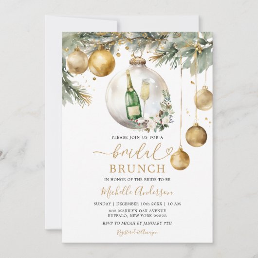 Goldenes Weihnachtsschmuck Weinkultur und Erde Einladung (Vorderseite)