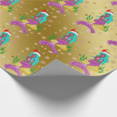 Goldenes Weihnachtsschneeflottmuster Geschenkpapier (Ecke)