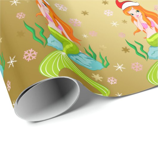 Goldenes Weihnachtsschneeflottmuster Geschenkpapier (Rolleneckpunkt)