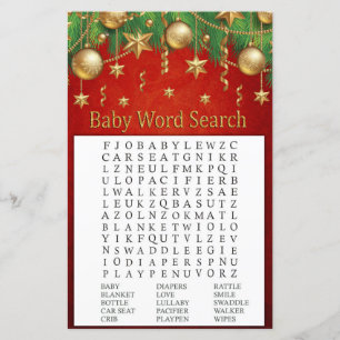 goldenes Weihnachtsspielzeug Baby Shower Word Sear
