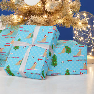 Goldenes Weihnachtsstrand-Tag Blaues Geschenkpapie Geschenkpapier