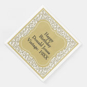 Goldenes/weißes Bracket-Zahlenmuster des 80. Gebur Serviette (Ecke)