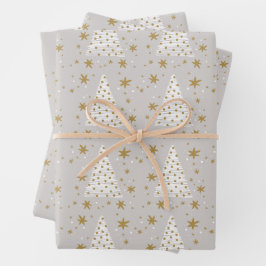 Goldenes Weißes Elegantes Einfaches Illustriertes Geschenkpapier Set