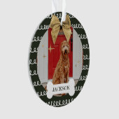 Goldenes, weißes, weißes Muster, Foto des Hundebin Ornament (Vorderseite)