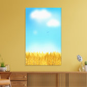 Goldenes Weizenfeld Blauer Himmel Ölgemälde Sommer Leinwanddruck (Insitu (Wohnzimmer))