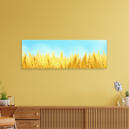 Goldenes Weizenfeld Blauer Himmel Ölgemälde Sommer Leinwanddruck (Insitu (Wohnzimmer))