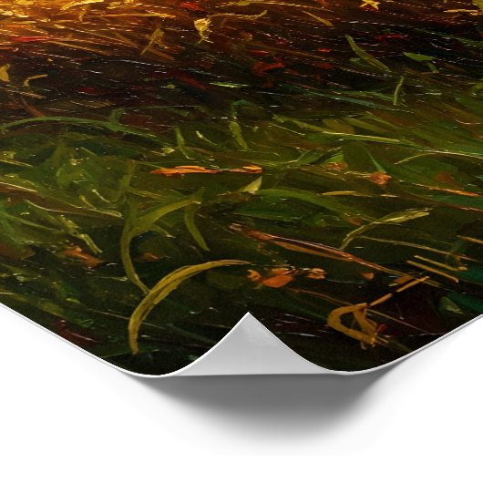 Goldenes Weizenfeld Rustikales Bauernhaus Poster (Ecke)