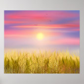 Goldenes Weizenfeld Sonnenuntergang Ölgemälde Somm Poster (Vorne)