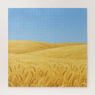Goldenes Weizenfeld unter blauem Himmel Puzzle