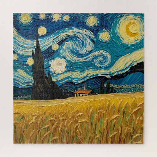 Goldenes Weizenfeld unter Sternenhimmel - Textur O Puzzle (Vertikal)