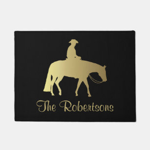 Goldenes Western-Vergnügens-Pferd auf Schwarzem Fußmatte