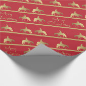 Goldenes Western-Vergnügens-Pferderot-Weihnachten Geschenkpapier (Ecke)