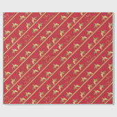 Goldenes Western-Vergnügens-Pferderot-Weihnachten Geschenkpapier (Flach)