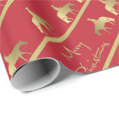 Goldenes Western-Vergnügens-Pferderot-Weihnachten Geschenkpapier (Rolleneckpunkt)