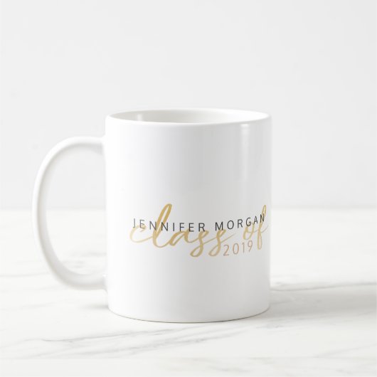Goldenes Whimsisches Script | Abschluss Kaffeetasse (Links)