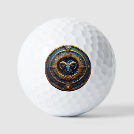 Goldenes Widder-Sternzeichen-Schild Golfball (Vorderseite)