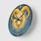 Goldenes Widder-Sternzeichen-Schild Runde Wanduhr (Winkel)