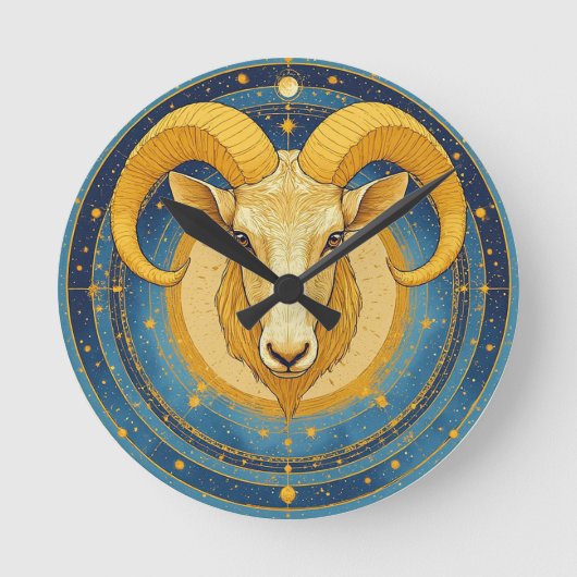 Goldenes Widder-Sternzeichen-Schild Runde Wanduhr (Vorderseite)