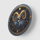 Goldenes Widder-Sternzeichen-Schild Runde Wanduhr (Winkel)