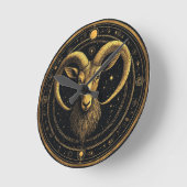 Goldenes Widder-Sternzeichen-Schild Runde Wanduhr (Winkel)