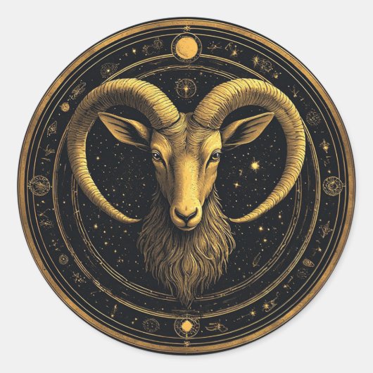 Goldenes Widder-Sternzeichen-Schild Runder Aufkleber (Vorderseite)