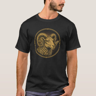 Goldenes Widderkopf-Widder-Emblem Marineblaues Wap T-Shirt