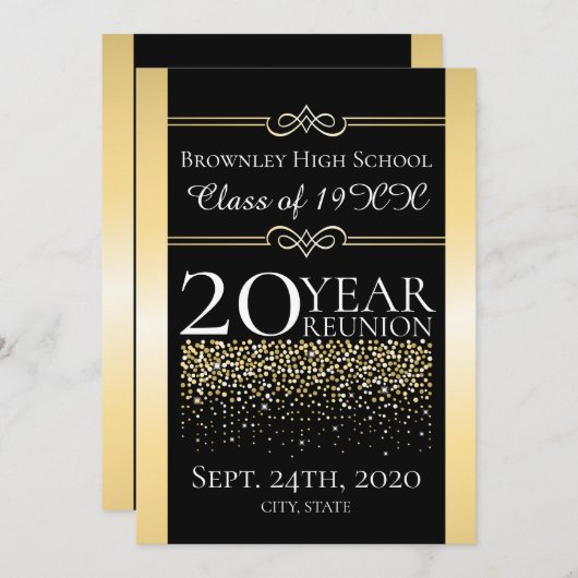 Goldenes Wiedersehen-Design Einladung (Vorne/Hinten)