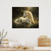 Goldenes Wiesen-Einhorn Poster (Küche)