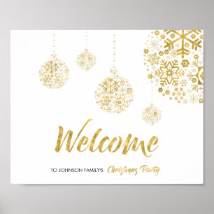 Goldenes Willkommensschild für die Weihnachtsfeier Poster