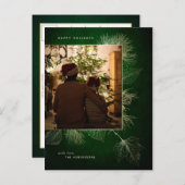 Goldenes Winter Pine Holiday Foto Postkarte (Vorne/Hinten)