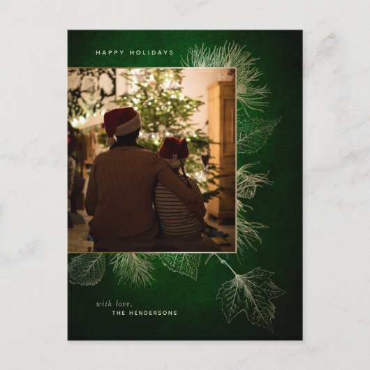 Goldenes Winter Pine Holiday Foto Postkarte (Vorderseite)