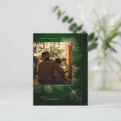 Goldenes Winter Pine Holiday Foto Postkarte (Stehend Vorderseite)