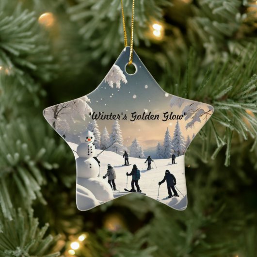 "Goldenes Winterglühen" Keramik Ornament (Baum)