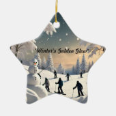 "Goldenes Winterglühen" Keramik Ornament (Vorne)