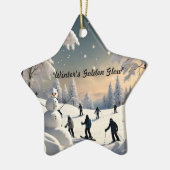 "Goldenes Winterglühen" Keramik Ornament (Links)