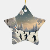 "Goldenes Winterglühen" Keramik Ornament (Hinten)