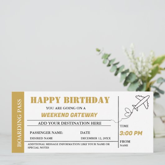 Goldenes Wochenende Wegweiser Geburtstag Boarding Einladung (Stehend Vorderseite)