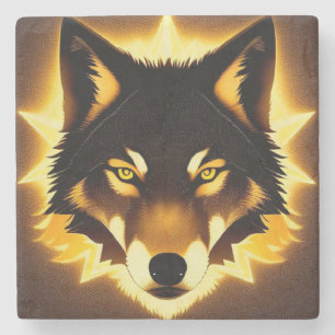 🐺 Goldenes Wolfsgesicht zur Dekoration 🐺 Steinuntersetzer