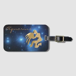 Goldenes Zeichen des Wassermannes Gepäckanhänger