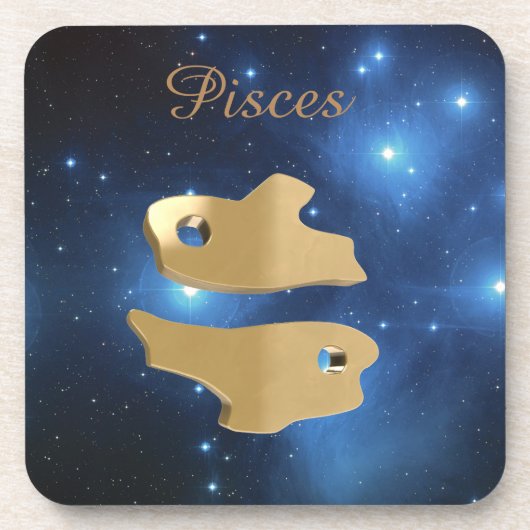 Goldenes Zeichen Fische Getränkeuntersetzer (Vorderseite)