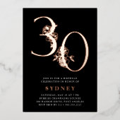 Goldenes Zeitalter | 30. Geburtstag Party Rose Gol Folieneinladung (Vorderseite)