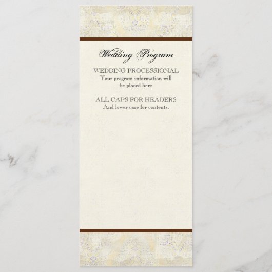 Goldenes Zeitalter der Elegance, Hochzeitsprogramm Programm (Rückseite)